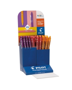 Espositore da banco con 36 penne cancellabili Frixion Ball Clicker, punta 0.7mm, nei nuovi colori assortiti: 12 x arancione/corallo/porpora