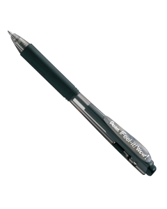 La penna a sfera Pentel WOW! dal design originale è a meccanismo a scatto laterale. Il fusto triangolare ergonomico favorisce l'impugnatura anche grazie al grip in gomma, per un ottimo comfort di scrittura. Asciugatura immediata. Punta 1,0mm. Colore: nero