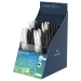 Espositore da banco con 60 penne a sfera realizzate per il 92% in plastica riciclata. Certificata Blue Angel. Colori assortiti nero e bianco/inchiostro blu e nero.